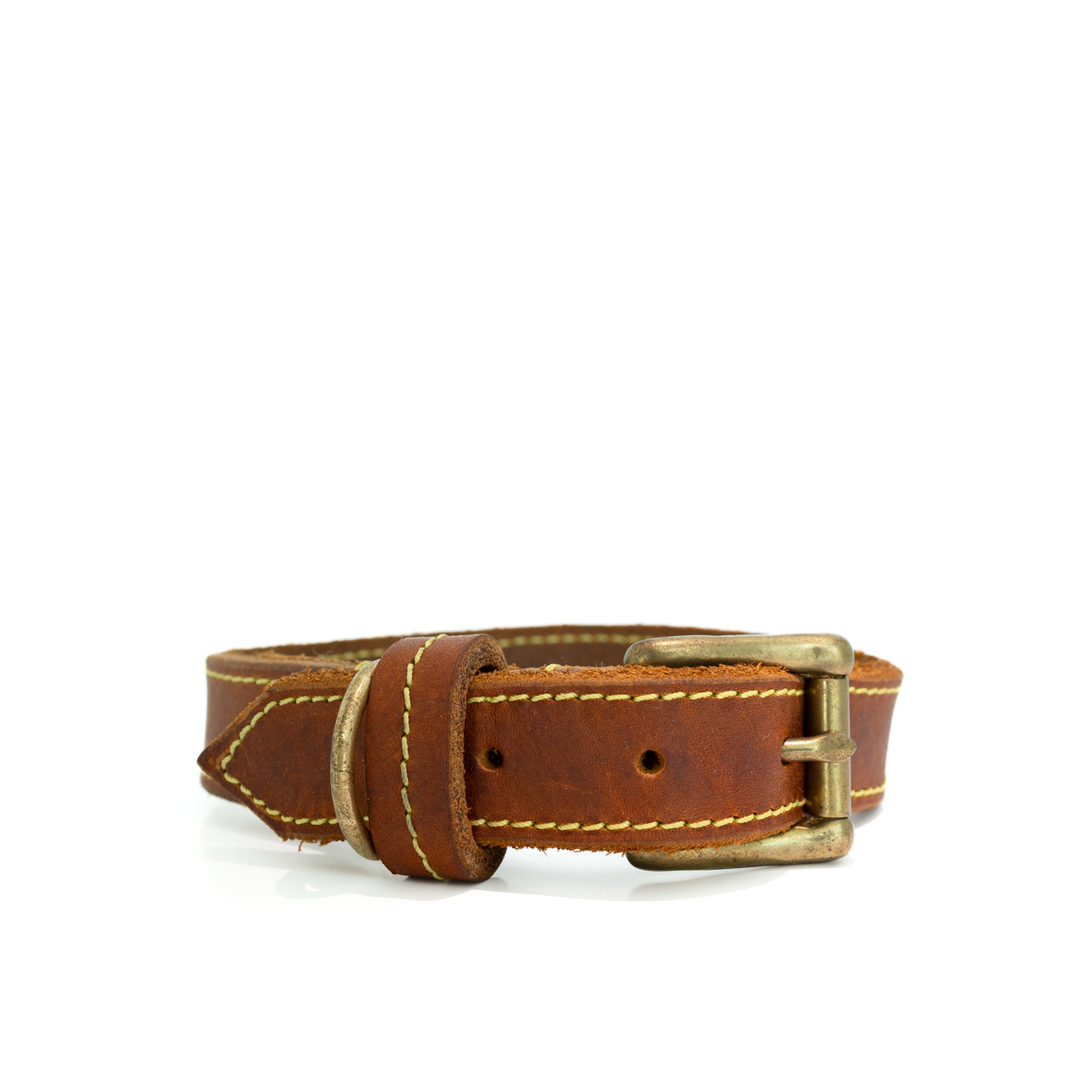 Halsband Leder Cognac-Geel