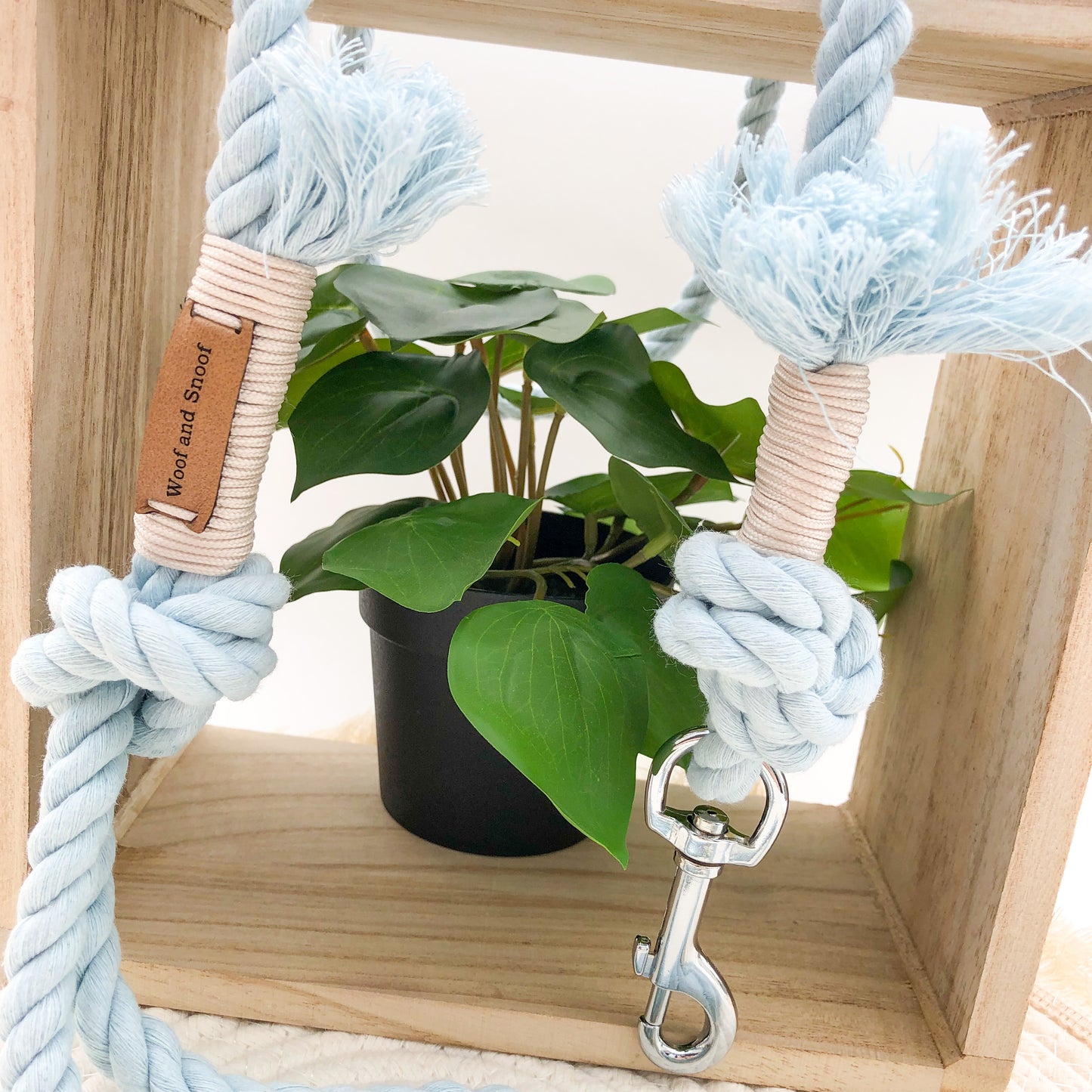 Geweven leiband pastel blauw