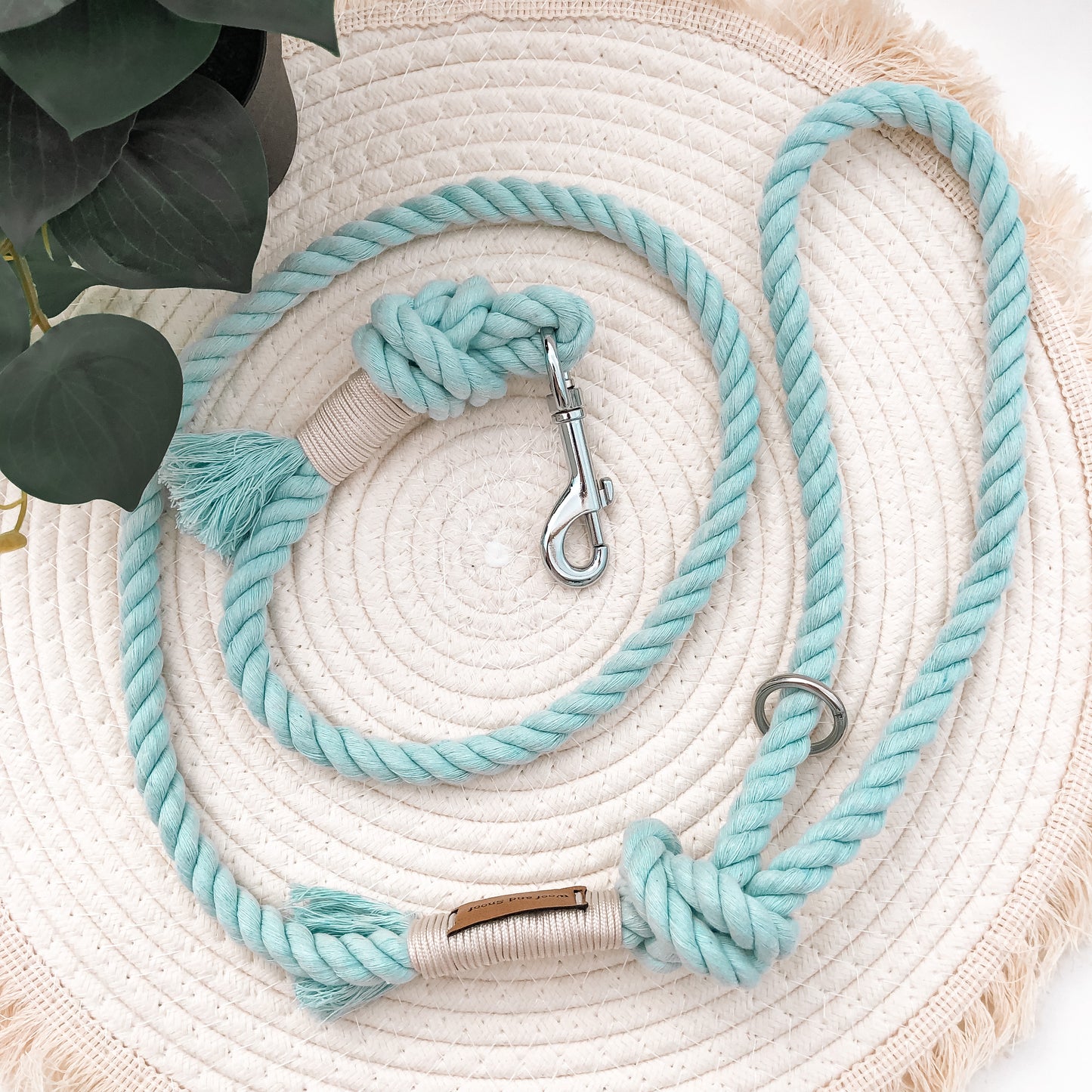 Geweven leiband pastel blauw