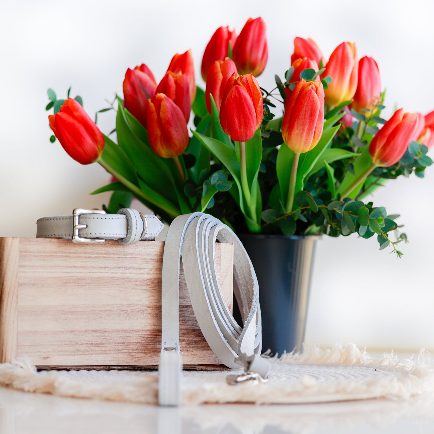 Halsband leder naturel